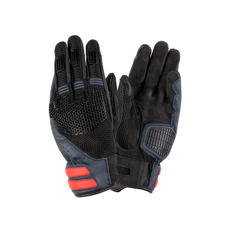 Guanti G-TWO, un guanto estivo con protezione nocche CE. Colore blu/nero. Di T.UR.