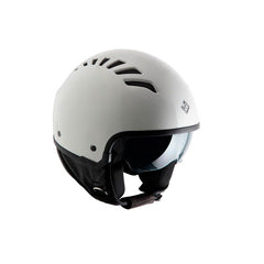 Casco EL'FRESH, un casco demi-jet con visiera parasole integrata. Colore Bianco Ghiaccio Lucido. Di TUCANO URBANO.