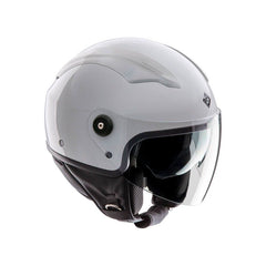 Casco EL'TOP, un casco demi-jet con doppia visiera. Colore bianco ghiaccio lucido. Di TUCANO URBANO.