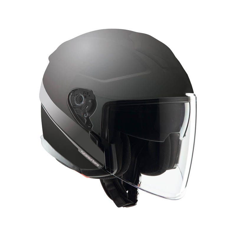 Casco EL'MAX, un casco jet in policarbonato nero opaco. Ideale per motociclisti urbani. Di TUCANO URBANO.