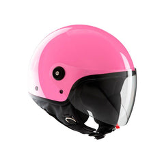 Casco EL'JETTIN, un casco demi-jet in policarbonato rosa lucido. Ideale per uso urbano. Di TUCANO URBANO.