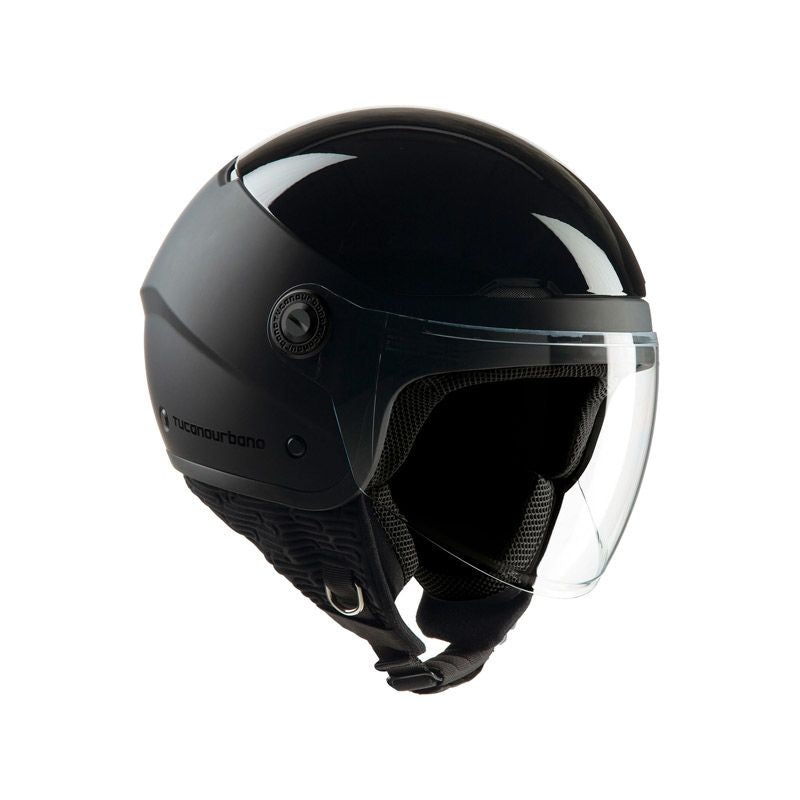 Casco EL'POP, un casco demi-jet con ventilazione Dynamic Flow. Colore grigio carbone opaco. Di TUCANO URBANO.