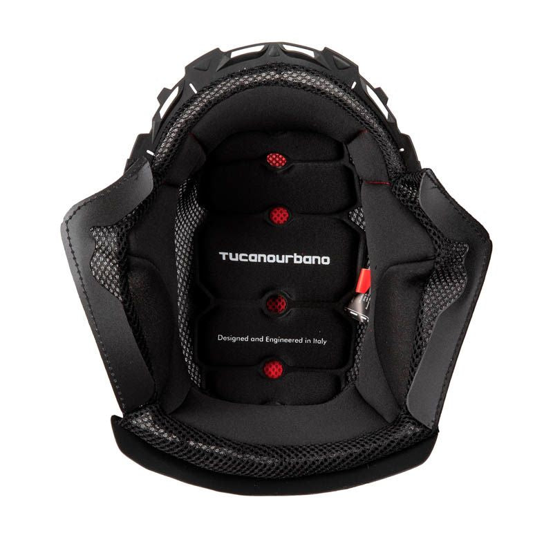 Interno con guanciali per caschi, grigio e traspirante. Da TUCANO URBANO.