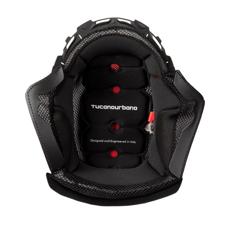 Interno con guanciali EL'FAST, un accessorio per casco ergonomico. Colore nero, rimovibile e lavabile. Di TUCANO URBANO.