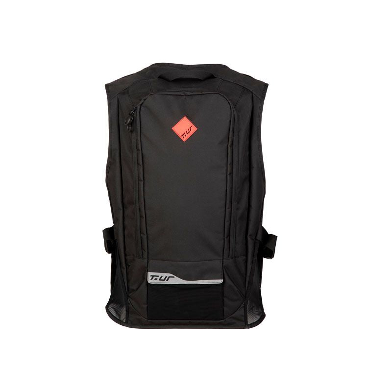 Zaino Enduro V-ONE, un zaino multitasche resistente. Colore nero. Di T.UR.