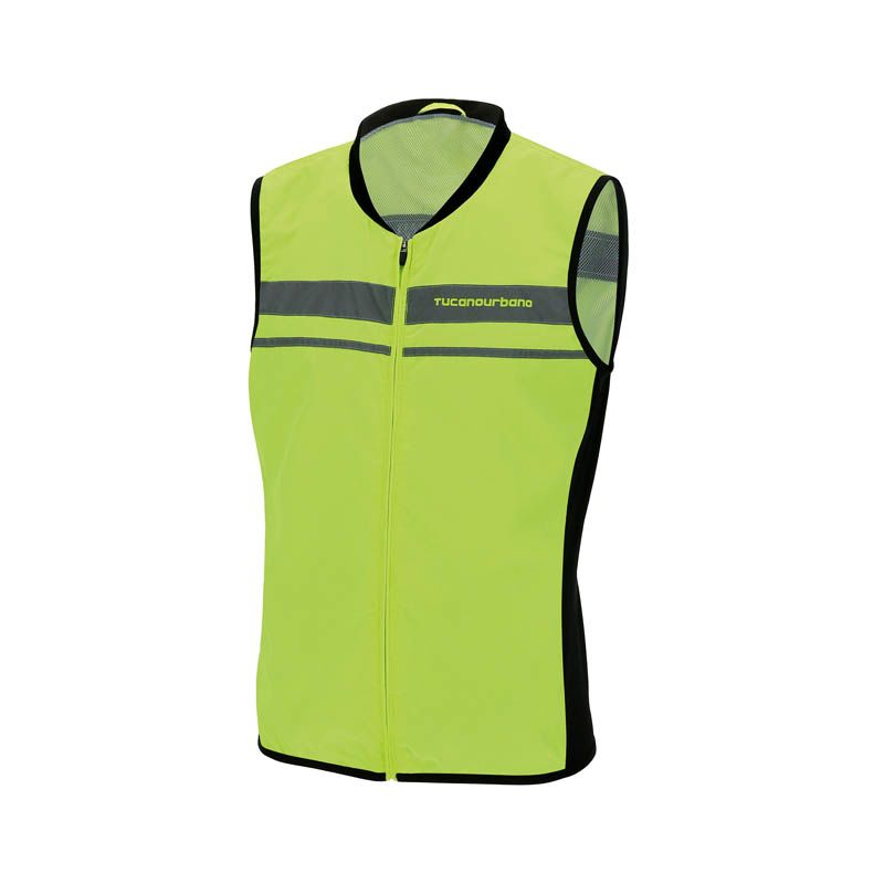 Gilet NANO FLEX GILET, un gilet alta visibilità giallo fluo. Supercompattabile e regolabile. Di TUCANO URBANO.