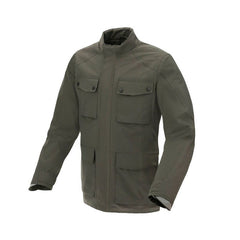Giacca DAVID, una giacca verde Airborne con protezione CE Classe A. Ideale per motociclisti. Di TUCANO URBANO.