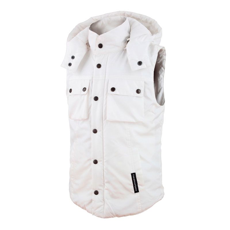 Gilet URBANJI KID, un gilet imbottito bianco ottico. Con tasche frontali. Di TUCANO URBANO.