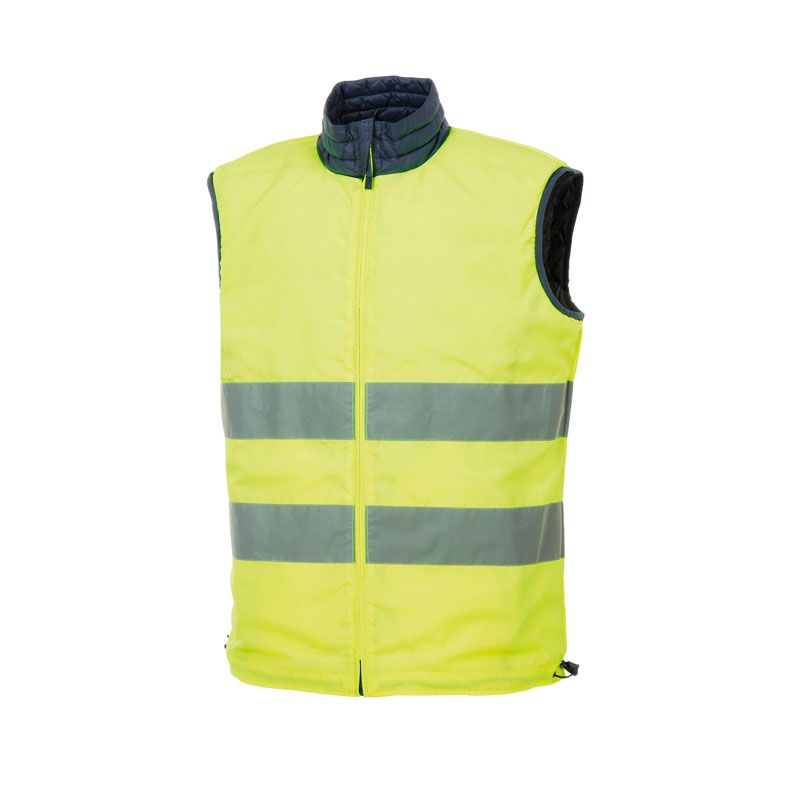 GILET SWITCH, un gilet reversibile Blu-Giallo Fluo. Alta visibilità e traspirante. Di TUCANO URBANO.