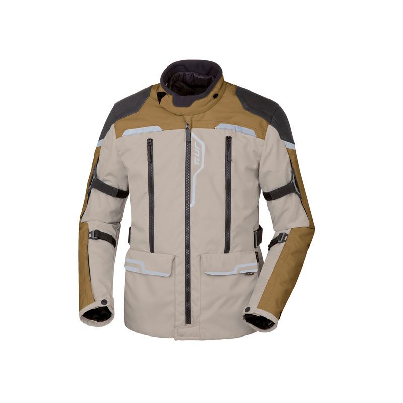 Giacca J-TWO, una giacca moto invernale con protezione a 3 strati. Colore Sand-Black. Di T.UR.