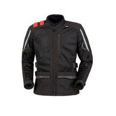 Giacca J-FOUR, una giacca estiva moto leggera e traspirante. Colore nero e rosso. Di T.UR.