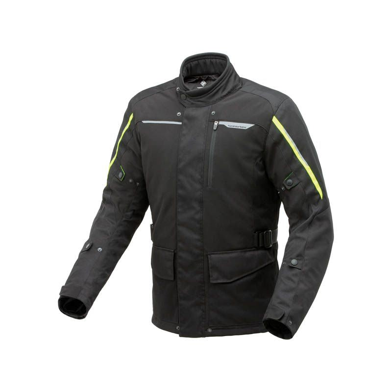 Giacca 4STROKE HYDROSCUD, una giacca impermeabile e traspirante. Colore Nero-Giallo Fluo. Di TUCANO URBANO.