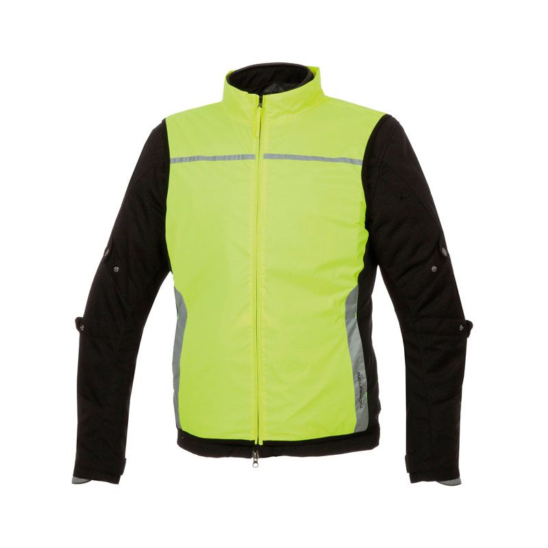 Giacca NANO REFLEX, una giacca moto giallo fluo con protezione antivento. Ideale per viaggiatori. Di TUCANO URBANO.
