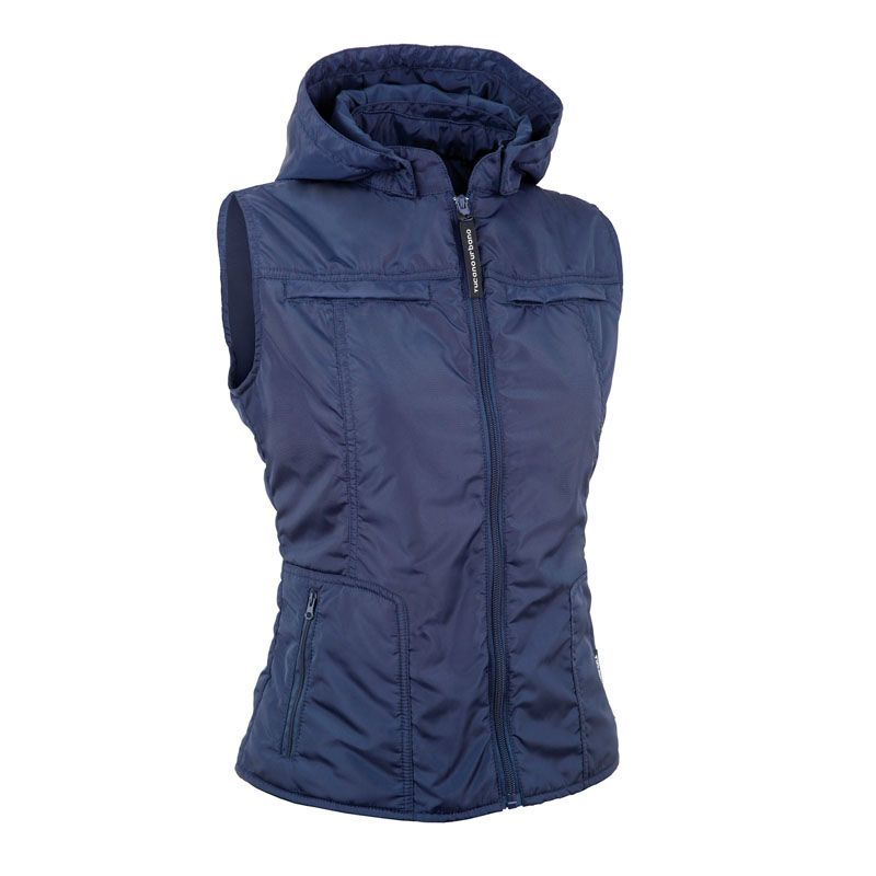 Gilet LADY CAP, un gilet da moto blu con cappuccio regolabile. Da TUCANO URBANO.