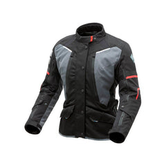 Giacca HIMALAYA HYDROSCUD® LADY, una giacca moto invernale nera-grigia. Design a 3 strati, impermeabile e traspirante. Di T.UR.