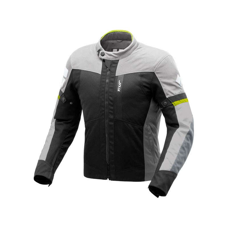Giacca ETNA HYDROSCUD®, un giacca moto estiva con design a 2 strati. Colore nero-grigio chiaro. Di T.UR.