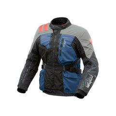 Giacca ROADBOOK HYDROSCUD, una giacca moto invernale grigio-blu scuro. Impermeabile e traspirante. Di T.UR.