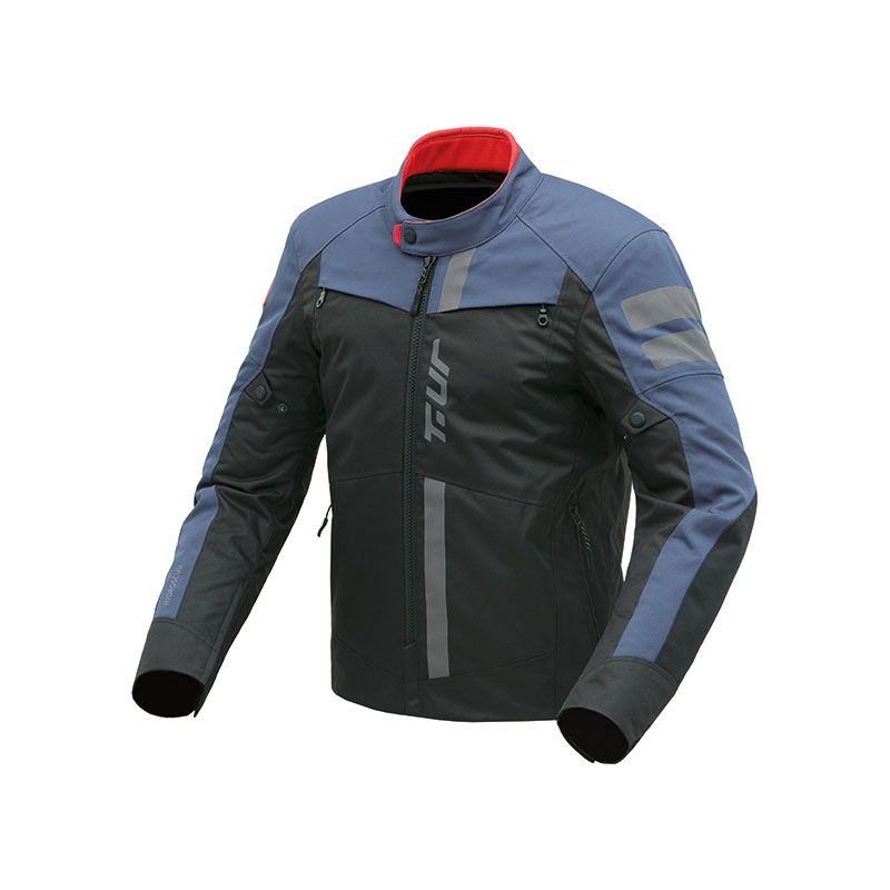Giacca Tasmania Hydroscud, una giacca moto invernale impermeabile. Colore Blu-Nero, progettata per motociclisti. Di T.UR.