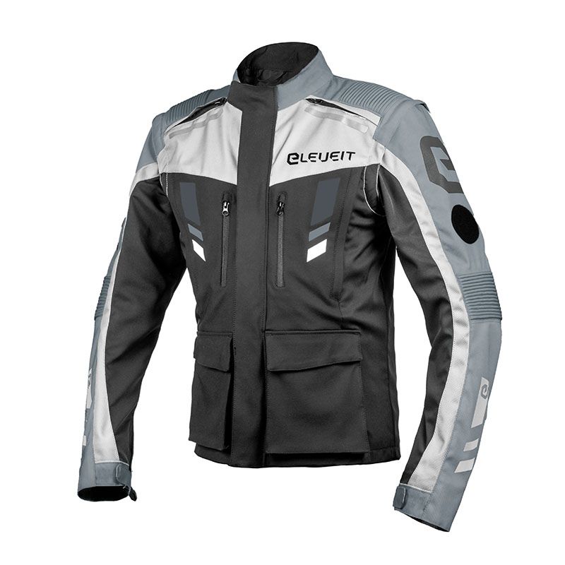 Giacca MUD MAXI JACKET, una giacca moto resistente e ergonomica. Colore nero e grigio. Di ELEVEIT MOTOBOOTS.