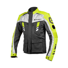 Giacca MUD MAXI, una giacca moto impermeabile e traspirante. Design nero e giallo. Di ELEVEIT MOTOBOOTS.