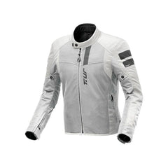 Giacca ELBA Ice, una giacca moto estiva certificata Classe A. Colore ghiaccio, ventilazione ottimale. Di T.UR.