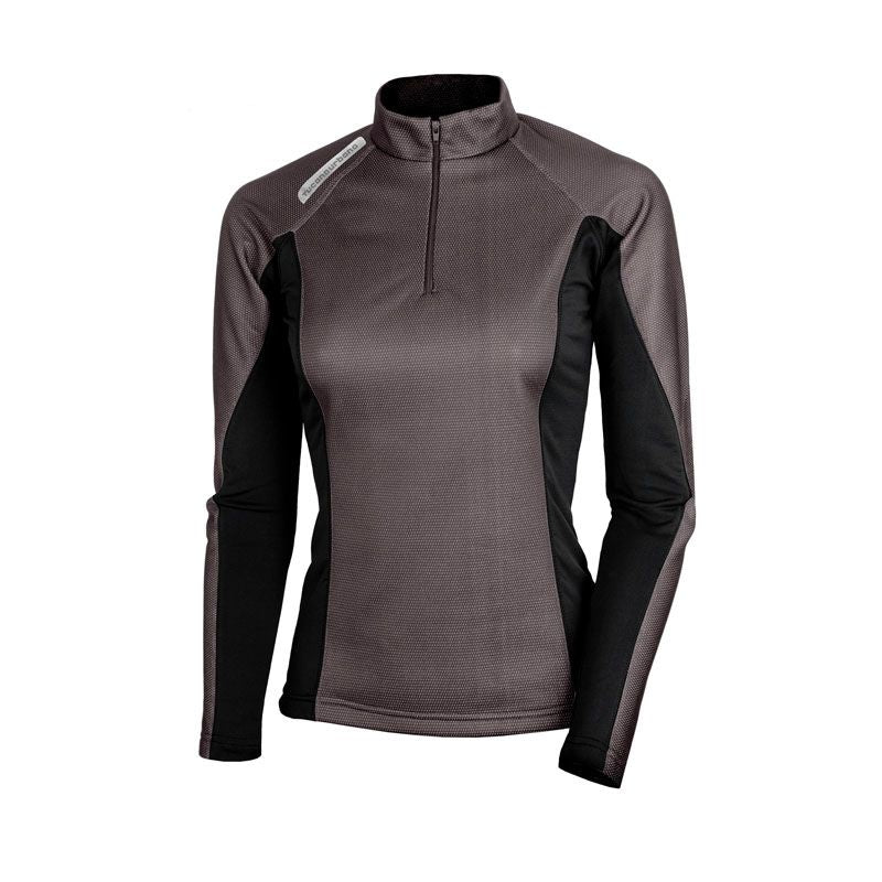 Sottomaglia UPLOAD LADY PLUS, una maglia a manica lunga con inserti windbreaker. Colore nero elegante. Di TUCANO URBANO.