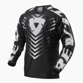 Maglia Rough, una maglia da motocross leggera e traspirante. Design rilassato in Nero-Bianco. Di REV'IT!.
