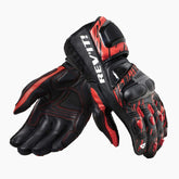 Guanti Quantum 2, un guanto moto con protezioni avanzate. Colore Neon Red-Black. Di REV'IT!.