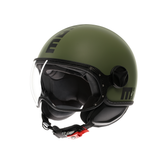 MOMODESIGN FGTR CLASSIC VERDE MILITARE OPACO / NERO - CASCO JET CON VISIERA E2206