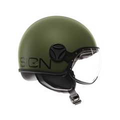 MOMODESIGN FGTR CLASSIC VERDE MILITARE OPACO / NERO - CASCO JET CON VISIERA E2206