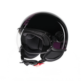 MOMODESIGN FGTR CLASSIC STRIPES NERO LUCIDO / FUCSIA - CASCO JET CON VISIERA E2206