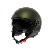 MOMODESIGN FGTR EVO VERDE OPACO / NERO - CASCO JET CON DOPPIA VISIERA E2206