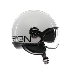 MOMODESIGN FGTR EVO BIANCO QUARZO LUCIDO / NERO - CASCO JET CON DOPPIA VISIERA E2206