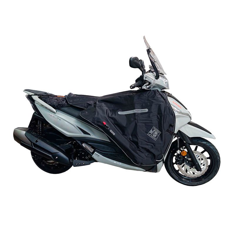 Coprigambe Termoscud R210X, un coprigambe nero con fodera termica. Compatibile con scooter e moto. Di Tucano Urbano.