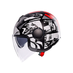 Casco Moto Jet AGV Eteres History Matt Black/White/Red