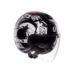 Casco Moto Jet AGV Eteres History Matt Black/White/Red