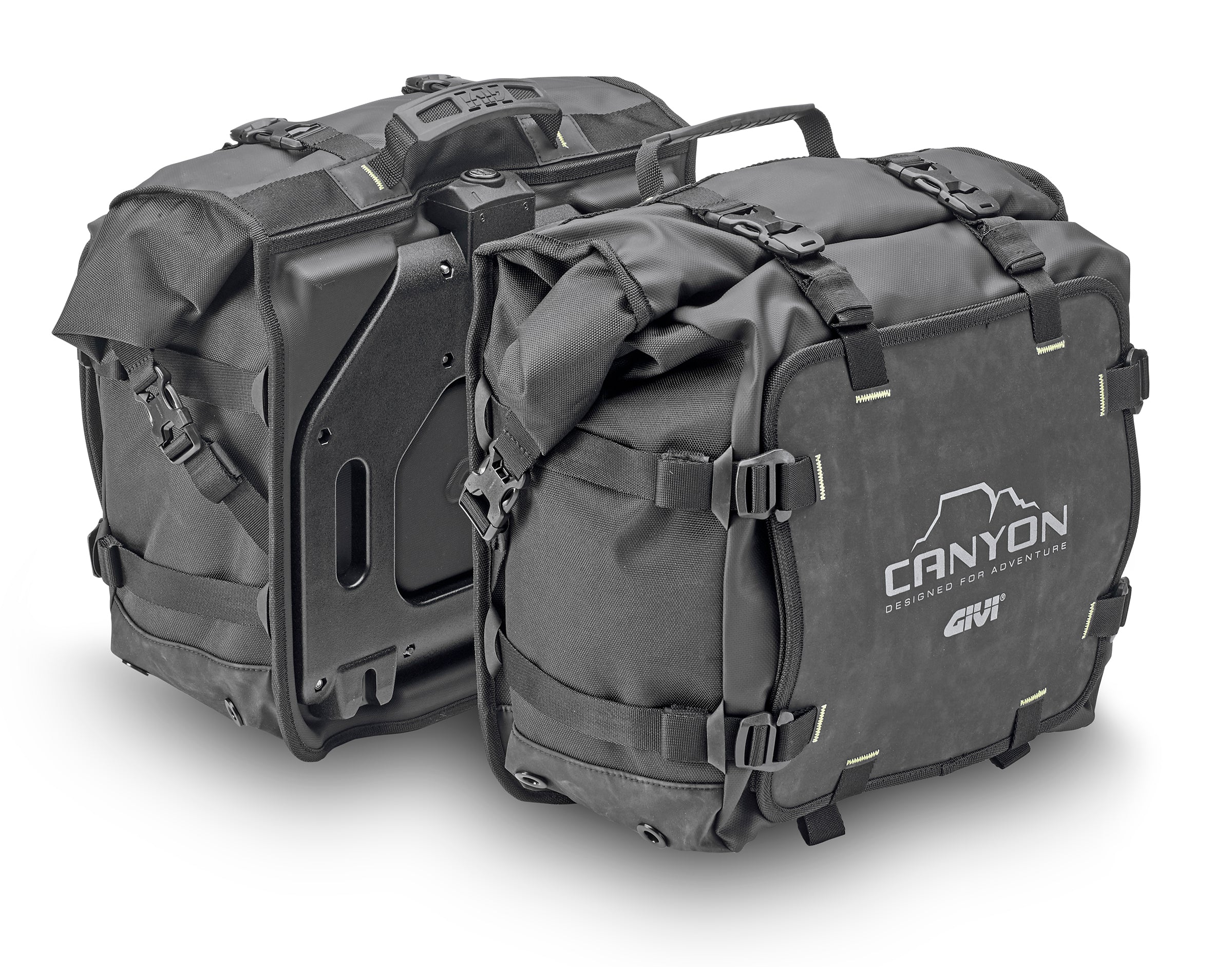 Borse Laterali Canyon GRT720, una borsa con capacità 25+25 litri. Impermeabile e resistente. Di Givi.
