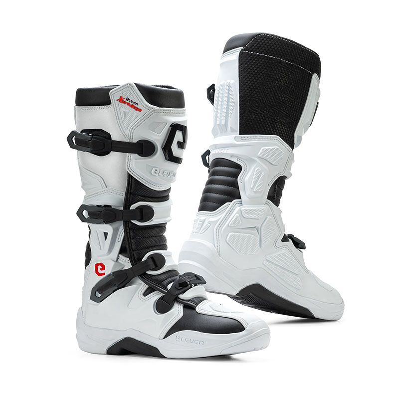 ELEVEIT MOTOBOOTS, stivali off-road con protezione superiore e suola antiscivolo. Colore nero-bianco.