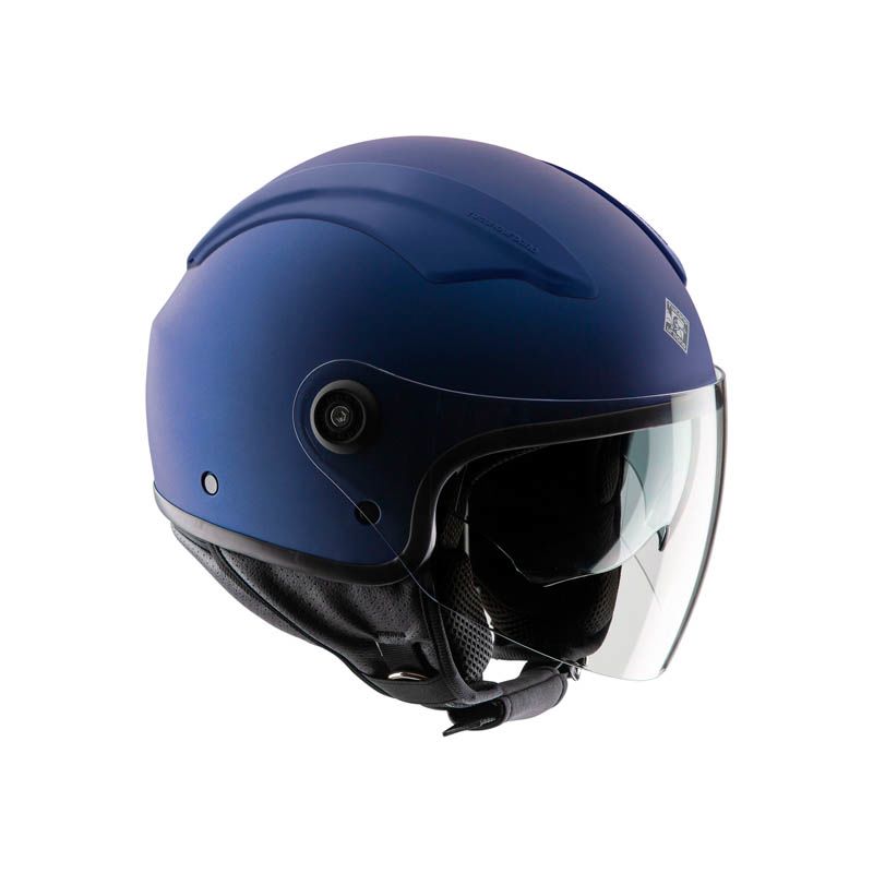 Casco demi-jet in policarbonato, con doppia visiera e cover copri-aera zione Dynamic Flow