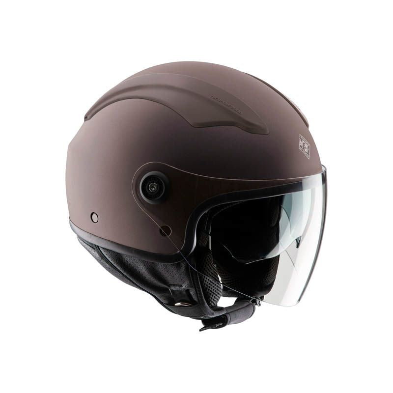 Casco demi-jet in policarbonato, con doppia visiera e cover copri-aera zione Dynamic Flow