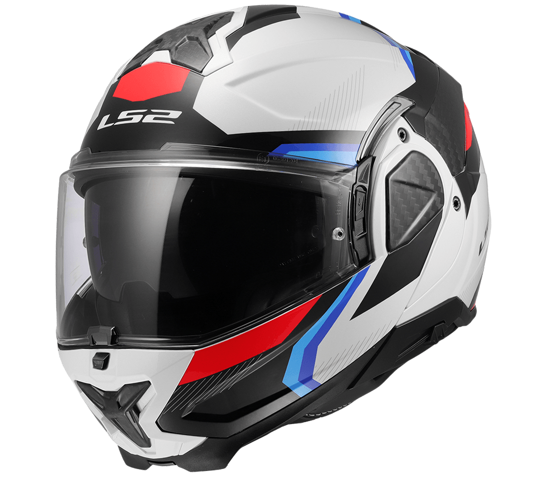 LS2 FF910 Advant II – Casco Moto Convertibile KPA – White Blue Red