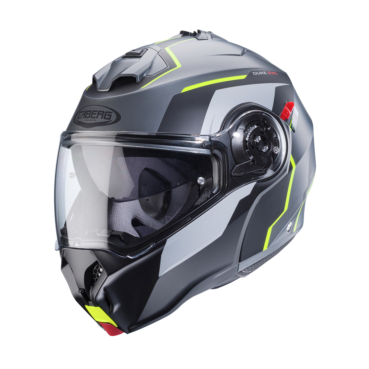 Caberg - Casco Modulare Duke Evo Move Matt Gun Metal/Black/Yellow