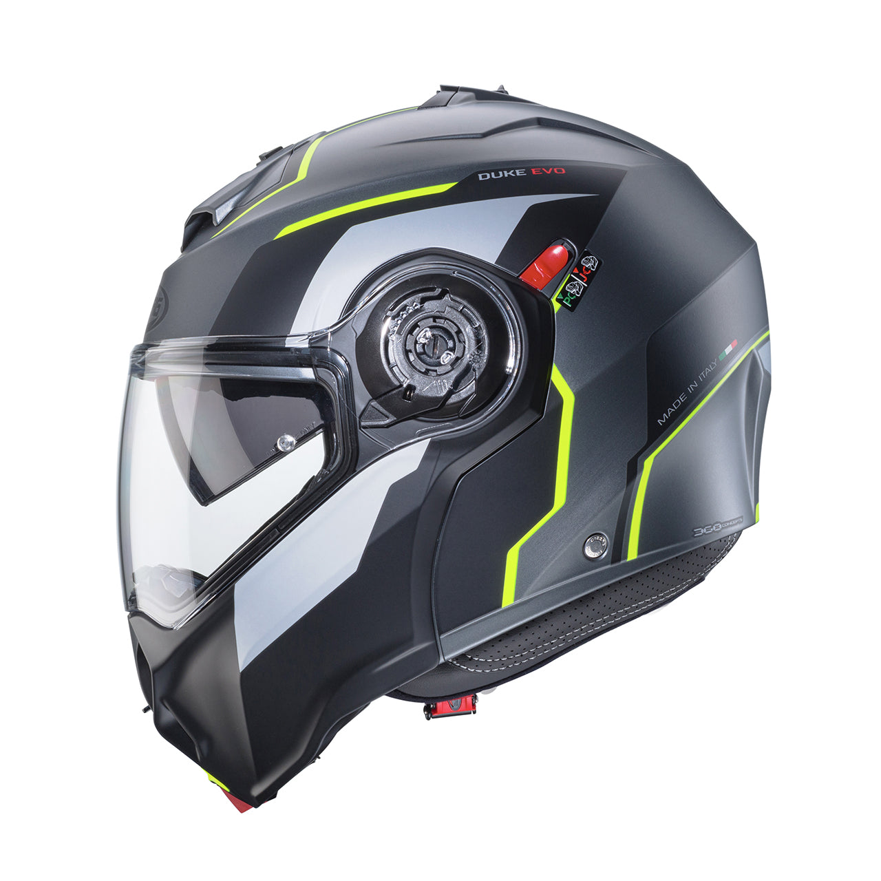 Caberg - Casco Modulare Duke Evo Move Matt Gun Metal/Black/Yellow