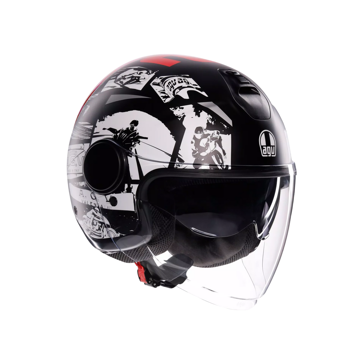 Casco Moto Jet AGV Eteres History Matt Black/White/Red
