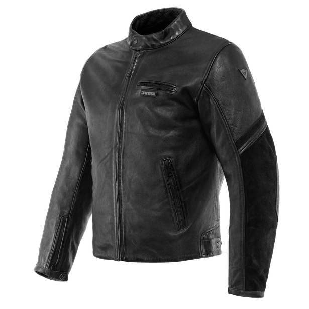 Merak - Giacca moto in pelle con inserti scamosciati - Uomo