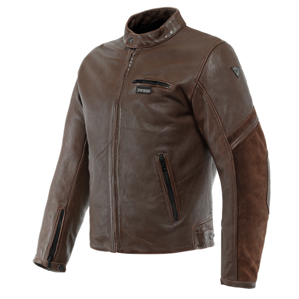 Merak - Giacca moto in pelle con inserti scamosciati - Uomo