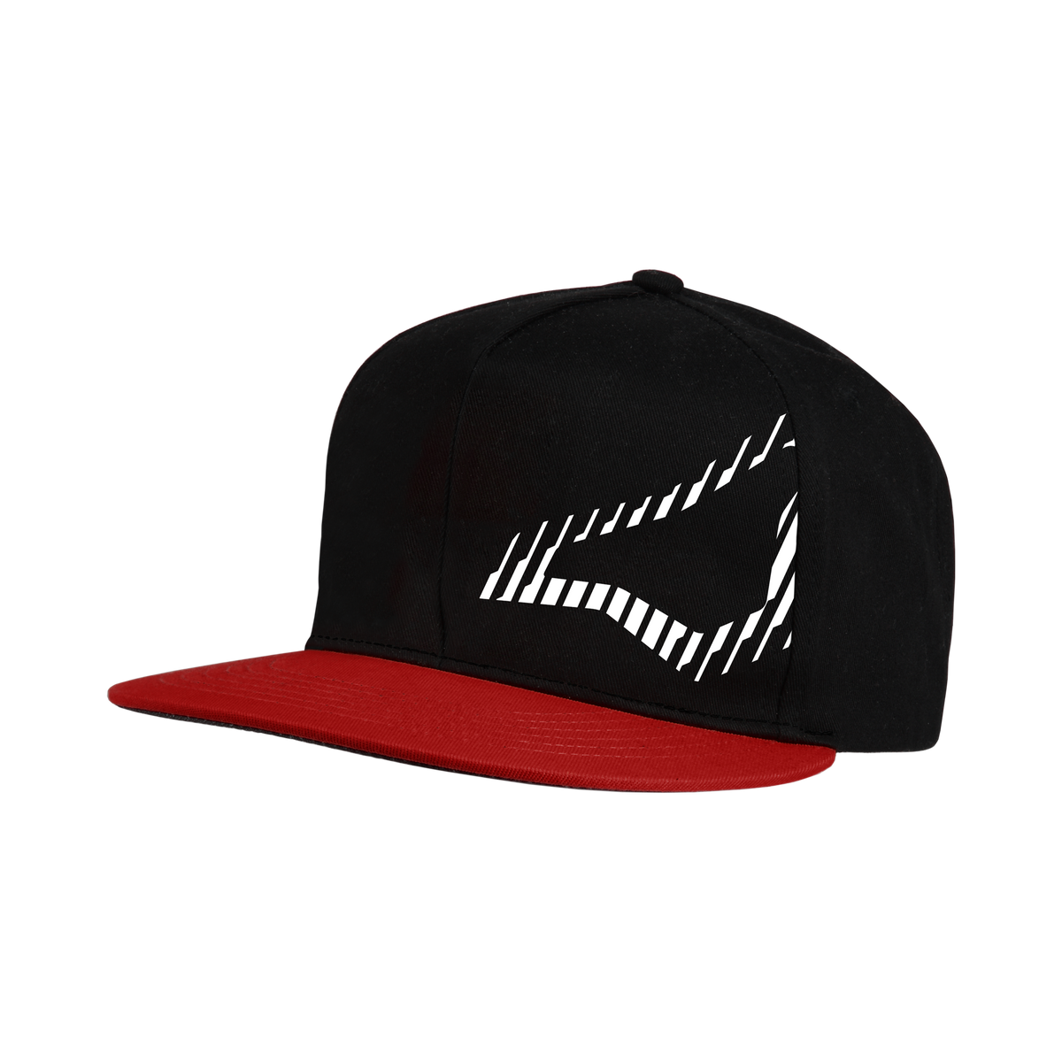 Cappellino Snapback, un cappellino con logo laterale rosso/nero. Ideale per motociclisti. Di Macna.