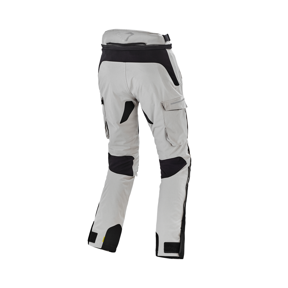 Pantaloni Moto Donna Macna Novado, in tessuto resistente grigio chiaro/nero. Design ergonomico e protezioni integrate.