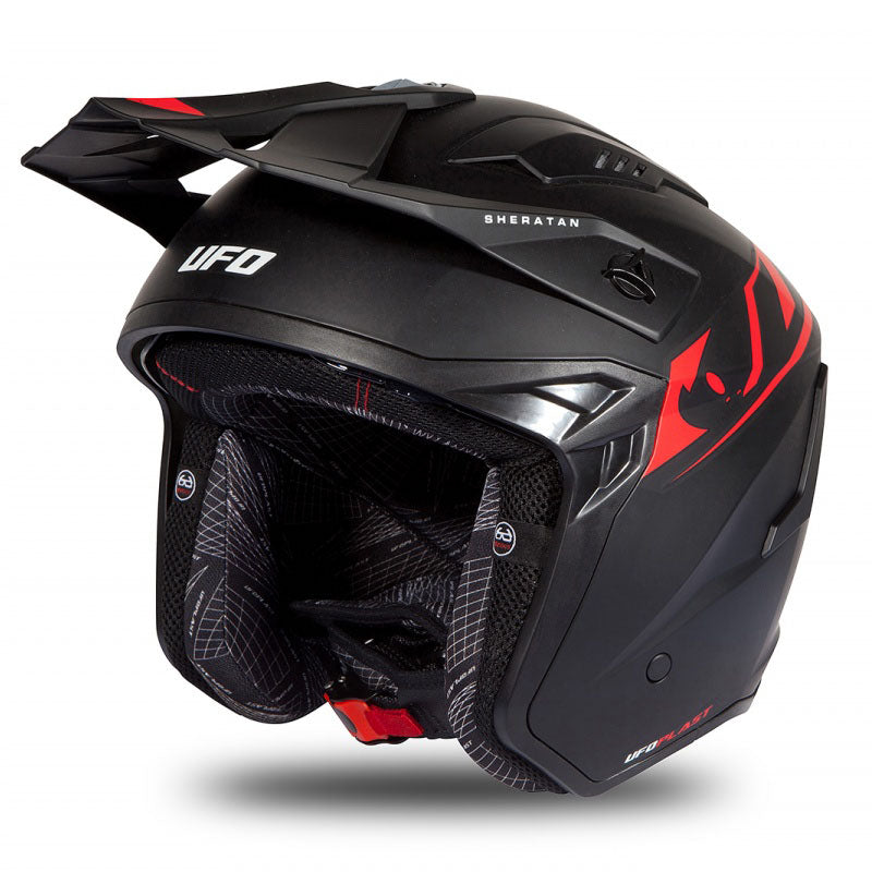 Casco UFO Sheratan Jet HE187  Black/ Red Matt