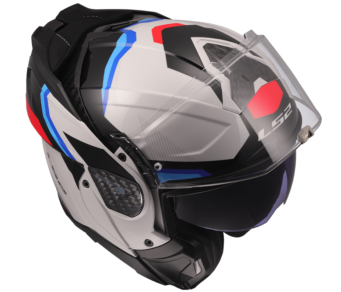 LS2 FF910 Advant II – Casco Moto Convertibile KPA – White Blue Red